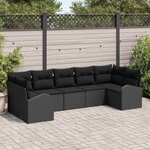 vidaXL Ensemble de canapé de jardin 7 Pièces Noir Poly rotin