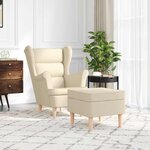 vidaXL Fauteuil avec repose-pied Crème Tissu