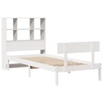 vidaXL Lit bibliothèque sans matelas blanc 90x190cm bois de pin massif
