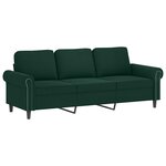 vidaXL Ensemble de canapés 3 Pièces avec coussins Vert foncé Velours