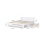 Lit Double en Bois Blanc 140x200 avec tiroir de lit et sommier a lattes