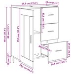 vidaXL Buffet Chêne noir 69 5 x 34 x 90 cm Bois d'ingénierie et fer