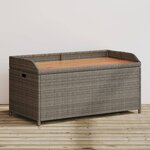 vidaXL Banc de rangement gris résine tressée et bois d'acacia