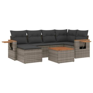 vidaXL Salon de jardin avec coussins 7 Pièces gris résine tressée