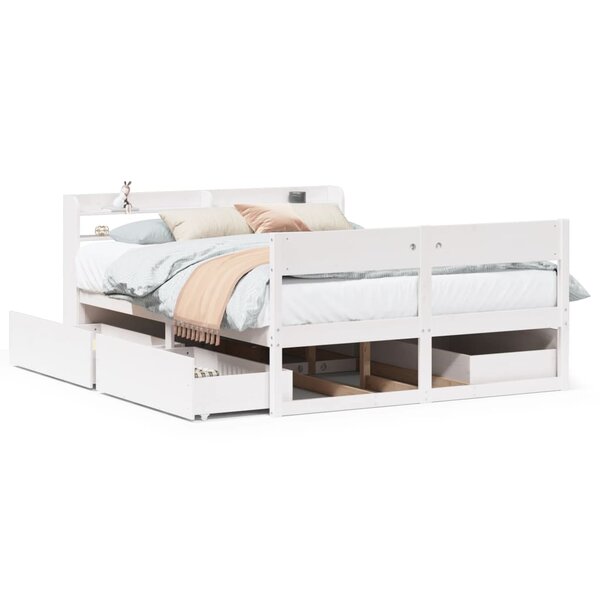 vidaXL Cadre de lit sans matelas blanc 120x190 cm bois de pin massif