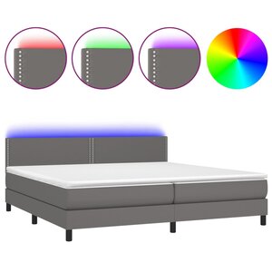 vidaXL Sommier à lattes de lit avec matelas et LED Gris 200x200 cm