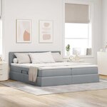 vidaXL Lit de rangement LED avec matelas Gris clair 200 x 200 cm Tissu