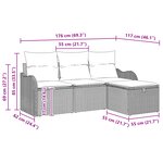 Ensemble de Canapés de Jardin 4 Pièces vidaXL avec Coussins Gris Clair en Rotin Poly