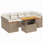 vidaXL Salon de jardin avec coussins 7 Pièces beige résine tressée