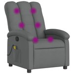 vidaXL Fauteuil de massage inclinable gris foncé tissu
