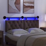 vidaXL Tête de lit suspendue Avec lumière LED Marron foncé Tissu