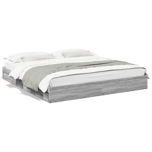 vidaXL Cadre de lit avec tiroirs sans matelas sonoma gris 180x200 cm