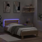 vidaXL Cadre de lit avec bandes LED Chêne Sonoma Bois d'ingénierie
