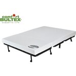 Banquette BZ 2 places BECCI - Tissu bleu de prusse - Matelas Bultex - 142 x 101 x 95 cm