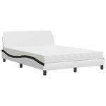 vidaXL Lit avec matelas blanc et noir 140x190 cm similicuir