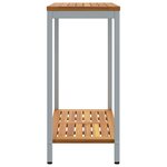 vidaXL Table d'extérieur grise et naturelle  35 x 80 x 75 cm  en bois massif et acier.