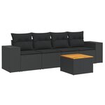 vidaXL Salon de jardin 5 Pièces avec coussins noir résine tressée