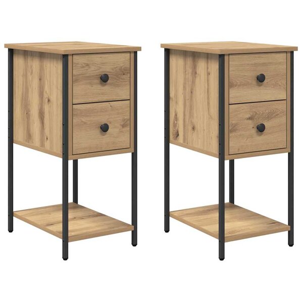 vidaXL Cabinet de chevet 2 Pièces chêne artisanal 32 x 42 x 70 cm