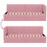 vidaXL Cadre de lit d'angle avec tête de lit Rose 80 x 200 cm Velours