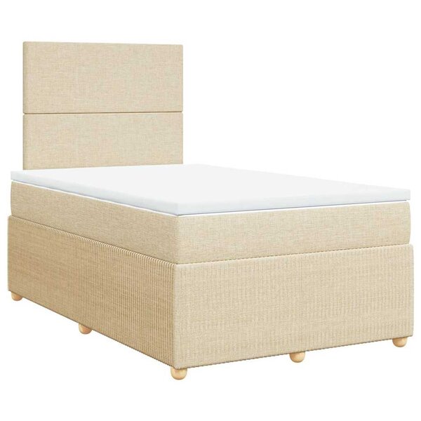 vidaXL Sommier à lattes de lit avec matelas crème 120x190 cm tissu