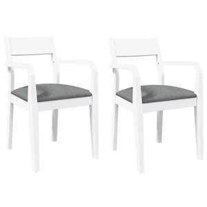 vidaXL Chaises à manger coussins 2 Pièces blanc bois massif caoutchouc
