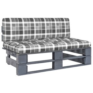 vidaXL Canapé central palette de jardin Gris Bois de pin imprégné