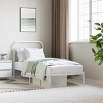 vidaXL Cadre de lit métal avec tête de lit blanc 90x190 cm