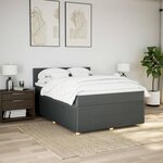 vidaXL Sommier à lattes de lit avec matelas Gris foncé 140x190cm Tissu