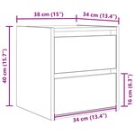 vidaXL Table de chevet murale chêne fumé 38x34x40 cm