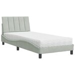 vidaXL Lit avec matelas Hanko gris clair 80x200 cm velours