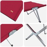 vidaXL Lit de Détente Pliant Rouge Métal  Tissu Standard Pliable