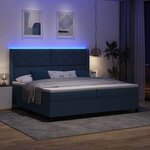 vidaXL Lit à ressort LED avec matelas Bleu 200 x 200 cm tissu