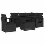 vidaXL Salon de jardin 6 Pièces avec coussins noir résine tressée