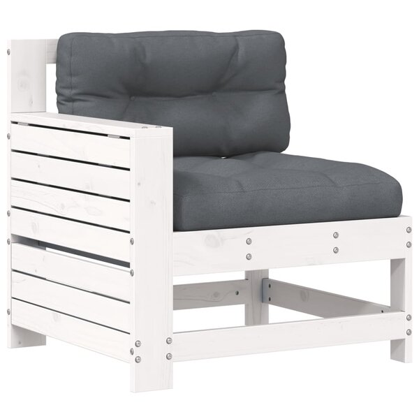 vidaXL Canapé de jardin accoudoir et coussin blanc bois massif de pin