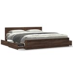 vidaXL Cadre de lit tête de lit sans matelas chêne marron 200x200 cm