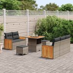 vidaXL Ensemble de canapé de jardin avec coussin 8 Pièces Gris