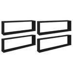 vidaXL Étagères cube murales 4 Pièces noir 100x15x30 cm bois d'ingénierie