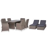 vidaXL Ensemble à manger d'extérieur 9 Pièces Résine tressée Marron