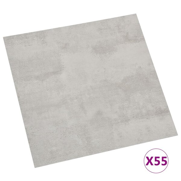 vidaXL Dalles de plancher autoadhésives 55 Pièces PVC 5 11 m² gris clair