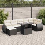 vidaXL Salon de jardin 8 Pièces avec coussins noir résine tressée