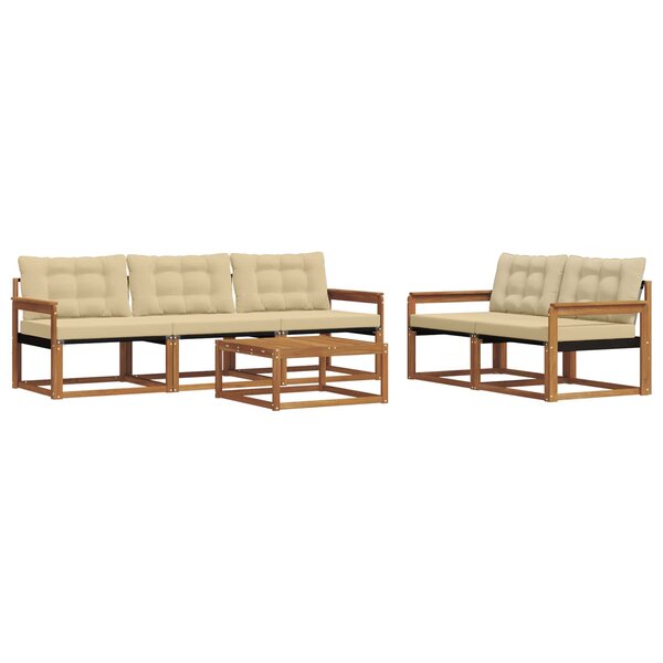 vidaXL Ensemble de canapés d'extérieur 6 pc Naturel et Beige