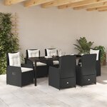vidaXL Ensemble de salle à manger de jardin 7 pièces en poly rotin noir
