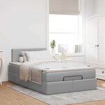 vidaXL Lit ottoman avec matelas gris clair 120x200 cm tissu