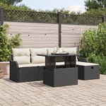 Ensemble de canapés de jardin 6 pièces avec coussins en poly rotin noir vidaXL