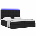 vidaXL Lit de rangement LED avec matelas Noir 180 x 200 cm Tissu