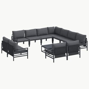 vidaXL Ensemble de canapé de jardin 12 pc Noir Acier