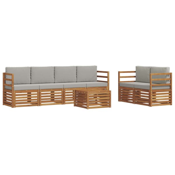 vidaXL Ensemble de canapés d'extérieur 7 pc Gris Naturel et Clair