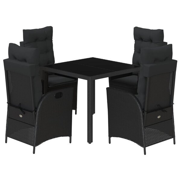 vidaXL Ensemble à manger de jardin coussins 5Pièces Noir Résine tressée
