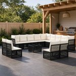 vidaXL Ensemble de canapé de jardin 14 pc Noir polyrotin