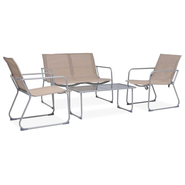 vidaXL Salon de jardin 4 Pièces Tissu et acier Taupe